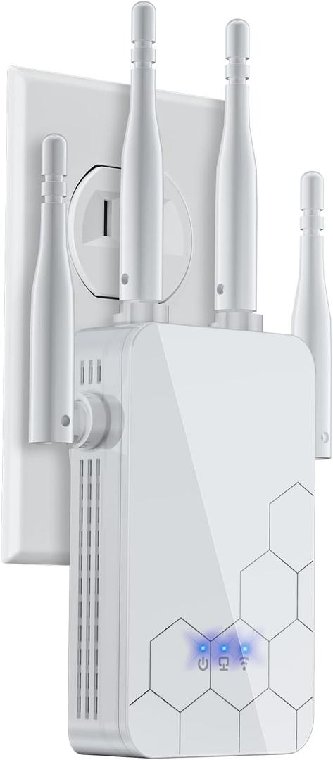 WiFi Extender Internet Booster, 10000 Sq.ft Long Range Repeater Wireless Routers Amplifier, Mesh Wi-Fi 80% Faster | Broader Than Ever, 1-Tap Setup, Support More Network Devices at Home