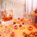 Beupy 24 Pcs Thanksgiving Bags Bulk Clear Fall Gift Bag with Handles Thanksgiving Treat Bag Pumpkin Maple Goodie Bags PVC Autumn Candy Favor for Fall Friendsgiving Party Favors Supplies