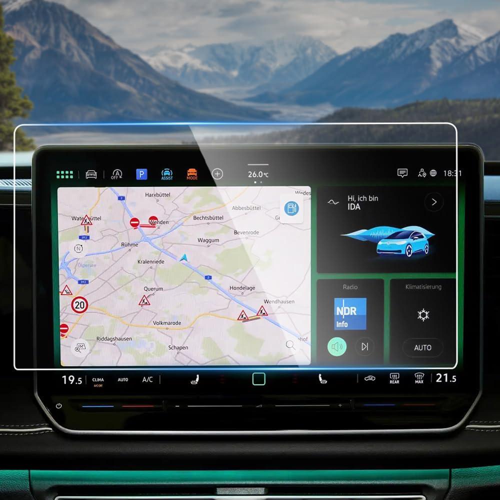 INTGET Navigation Screen Protector for 2025 2026 VW Volkswagen Tiguan Accessories SE SEL R-Line Car GPS Tempered Glass Center Touch Screen Display Touchscreen Protective Film (15inch)