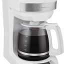 Hamilton Beach 12 Cup Programmable Drip Coffee Maker Machine, Regular & Bold Brew Options, Auto Pause and Pour, Glass Carafe, White (46294J)