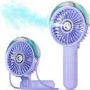 SWEETFULL Portable Misting Fan - 180 Foldable Handheld Personal Fan with Mist Spray, 3 Speeds, 30ml Water Tank, USB Rechargeable for Travel, Outdoors, Makeup, Camping, Home, and Office Use (Purple)