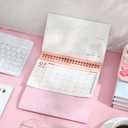 NUOBESTY Desk Calendar 2026 Small Office Desk Calendar 18 Month Standing Flip Monthly Planner for Home School Pink 19x16.5cm