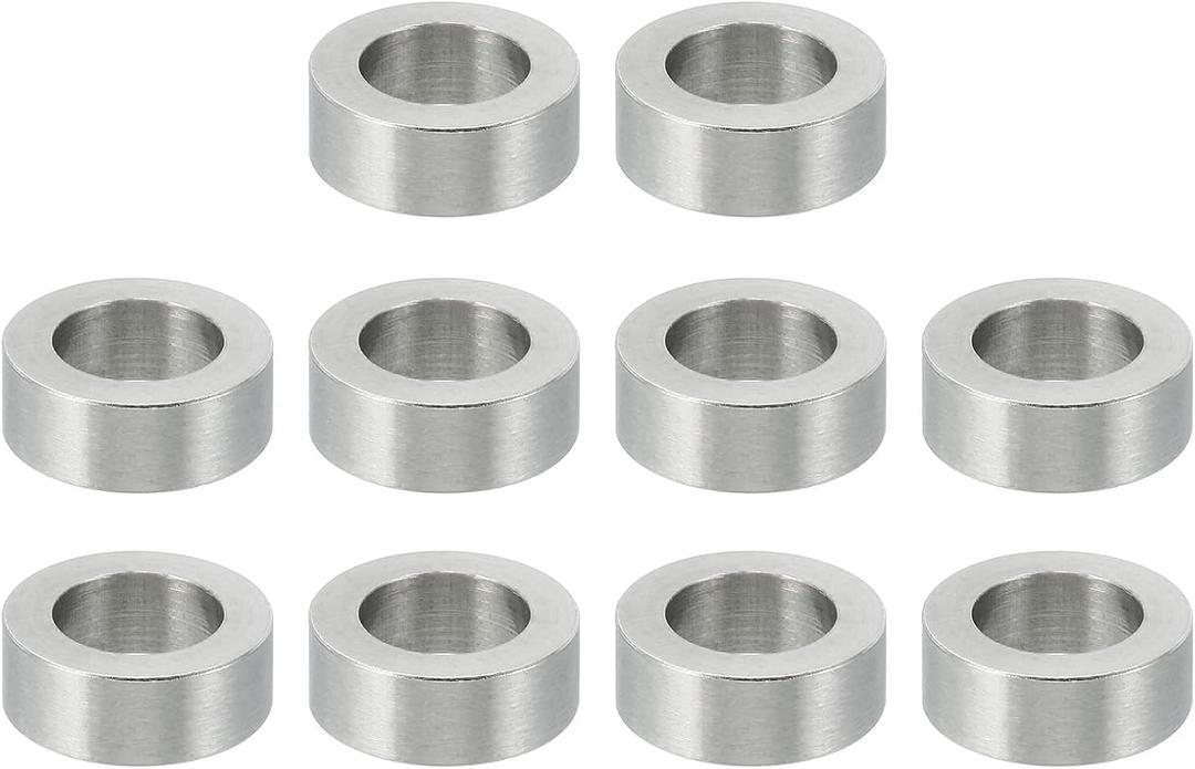 PATIKIL M10 Stainless Steel Spacers, 10 Pcs Metal Spacer Stainless Steel 10.2mm ID x 16mm OD x 6mm L Spacer Screw Standoff Round for 3/8" M10 Screw Bolts