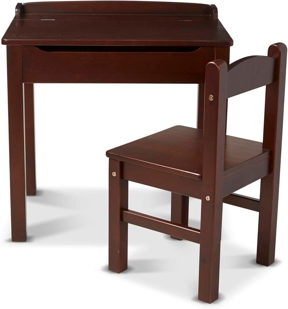 Melissa & Doug Wooden Lift-Top Desk & Chair - Espresso