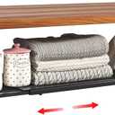 Expandable Under Cabinet Shelf, Extendable Under Shelf Storage with 0.94 Inches Thick Clips for Shoe Rack, Pantry Cabinet, Laundry Room. (Black, 1 Pack, Interior: 6" H x 8.26" D)