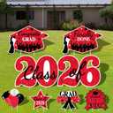 2026 Graduation Yard Sign Stakes Decorations - Congrats Grad Class of 2026 Outdoor Lawn Decor - High School College Grad Graduation Party Decoration Supplies(Red)