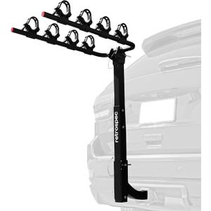 Retrospec Lenox 2-5 - Bike Hitch Rack for Cars, Trucks, SUVs with 2 Hitch | Foldable Steel Frame with Anti-Rattle Adapter, Tie Down Cradles and Straps - Fits Most Frames (Black)