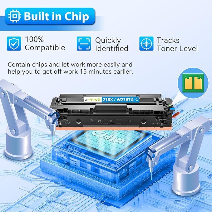 218X Toner Cartridges 4 Pack (with Chip) Compatible Replacement for HP 218 218X W2180X 218A W2180A hp218x Toner for HP Color Laserjet Pro MFP 3301sdw Toner 3201dw 3301fdw 3301cdw 3301 Toner (B/C/M/Y)
