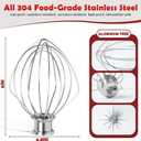K45WW whisk attachment for kitchenaid mixer, compatible with kitchen aid - 4.5 & 5 Qt Full Stainless Steel 6-Wire Whip, Tilt-Head Mixer Replacement Part, Dishwasher Safe