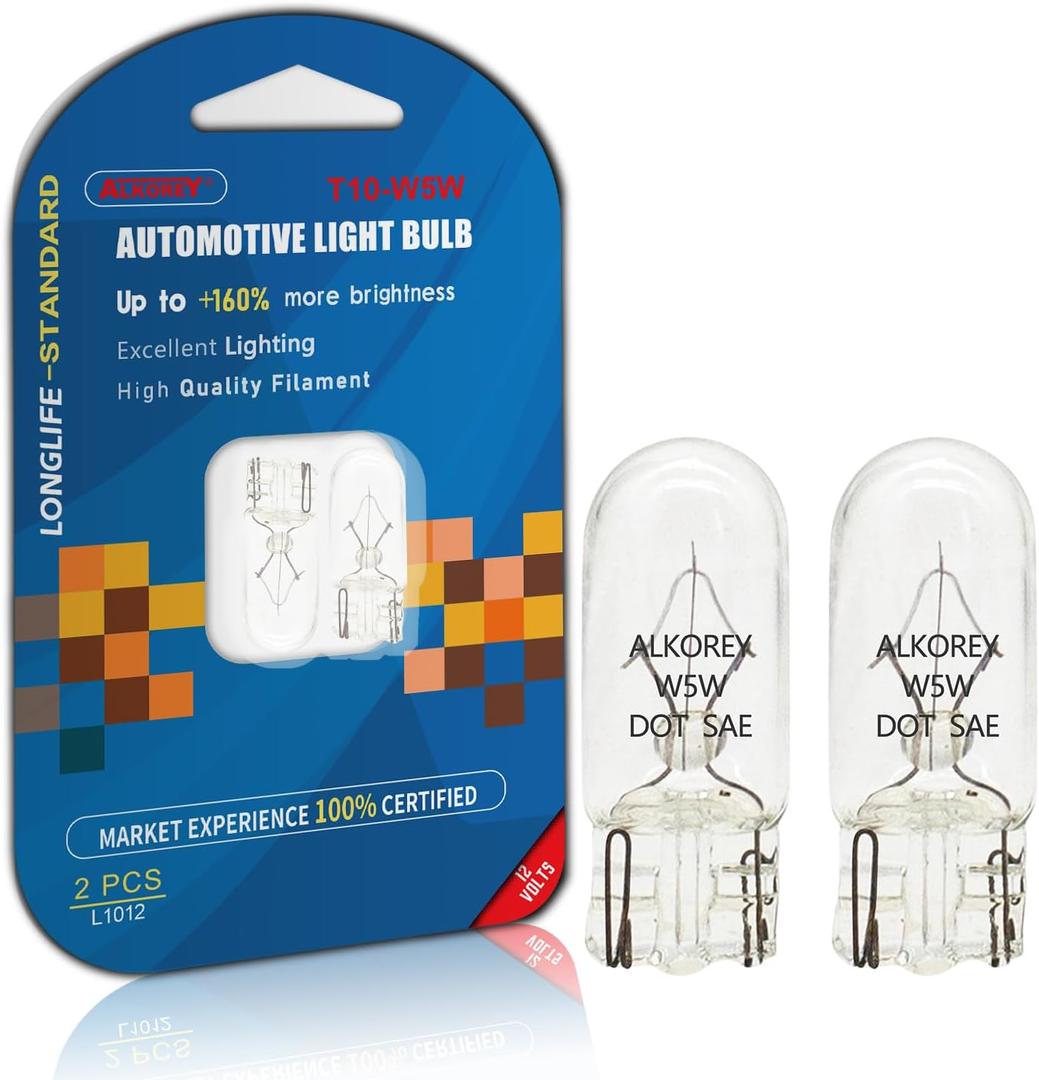 T10 W5W 194 168 12V 5W Light Bulbs,2700K Warm White Lamps,Replacement Bulb for License Plate Lights, Dome Map Light, Courtesy Light Bulbs,2 Pack