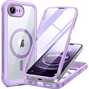 Miracase Magnetic for iPhone 16e Case Full-Body Phone with Built-in Glass Screen Protector, [Compatible with MagSafe] Military Drop Proof 16E Cover Bumper 6.1 inch, Purple