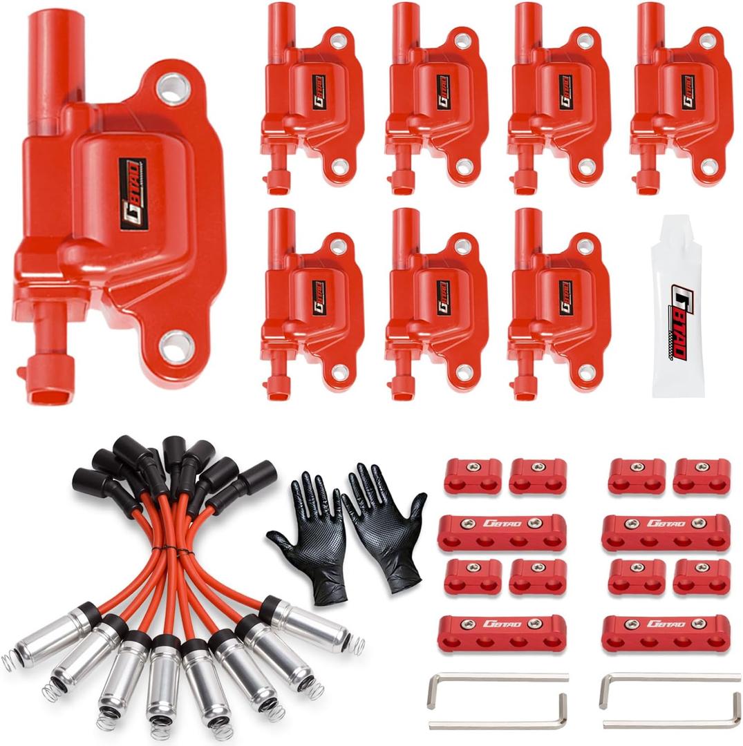 Set of 8 Square Ignition Coil Pack and Wires Harness for 5.3 V8 2007 2008 2009 2010 2011 Chevy Silverado 1500 Avalanche Tahoe Suburban GMC Yukon Sierra Coils 5.3L Replaces UF413 12570616