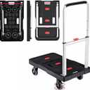 Folding Hand Truck, 330 Lbs Heavy Duty Luggage Cart, Portable Push cart Dolly with Adjustable Handle for Auto, Luggage, Personal, Travel, Moving Shopping and Office Use (Red and Silver)