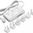 TESSAN 220V to 110V Voltage Converter for Travel with 4 USB Ports (1 USB C), 3 AC Outlet and EU UK AU IT in ZA International Power Adapter, Step Down Transformer Outlet Converters White