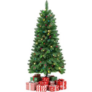3FT Christmas Tree Prelit Artificial Christmas Tree with Lights Foldable Metal Stand for Home Office Party Indoor Outdoor Christmas Decor Tree