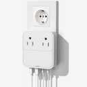 European Travel Plug Adapter, 2500W AC Outlet Extender with 20W Type C Charger,Power Adapter for Italy Spain France Germany(20WPD)