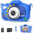 Kids Camera for 3-8 Year Old Girls Boys, 48MP Dual Lens 1080P Toddler Camera for Kids with 64GB SD Card, Children Digital Video Camcorder Selfie Camera Christmas Birthday Gifts (Blue)