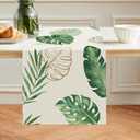 Bonhause Tropical Palm Leaves Monstera Table Runner 13x72 Inch Summer Green Plant Kitchen Dinning Table Decoration for Indoor Outdoor Home Party Decor