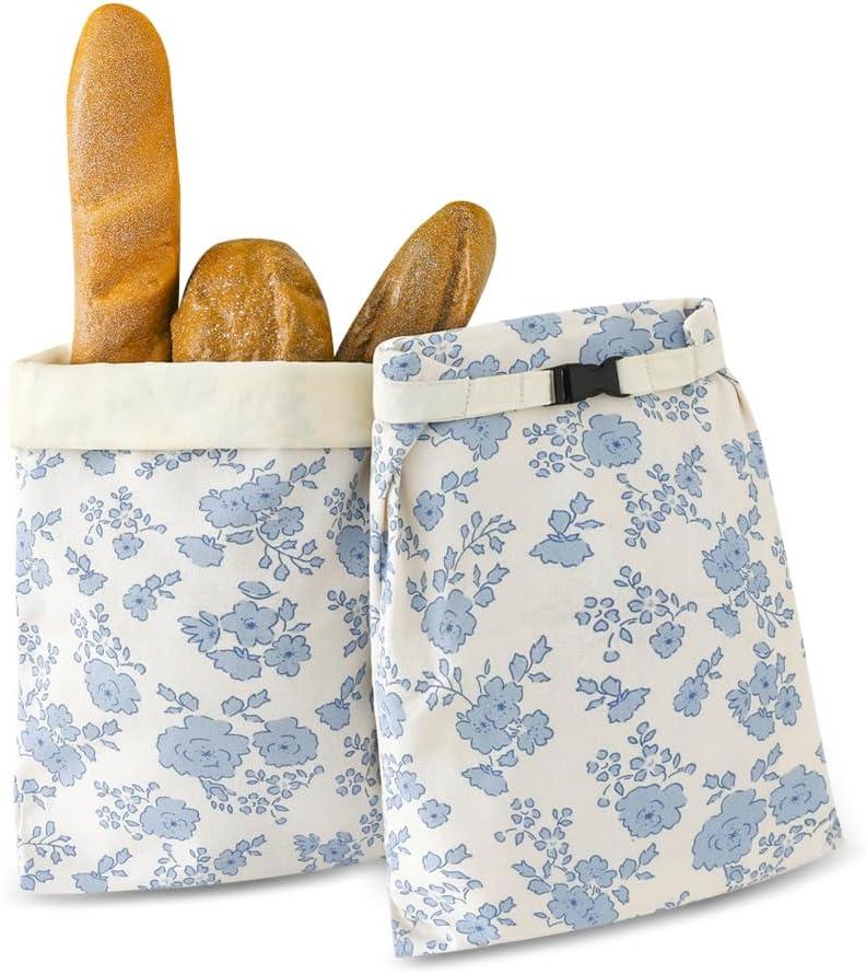 Beeswax Bread Bags for Homemade bread,2 Pack Sourdough Bread Bags,Reusable Bread Bourdough Storage (Blue & Blue)