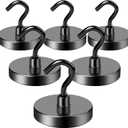 LOVIMAG Magnetic Hooks Heavy Duty, 150LBS Magnet Hooks for Cruise Cabin, Cruise Door Magnets with Epoxy Coating for Hanging, Strong Neodymium Magnets for Ceiling, Home Improvement Must Haves-6 Pcs (Black)