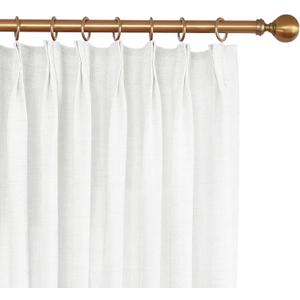 Pinch Pleated Linen Curtains, 92 Inch Long, Light Filtering Curtain with Hooks, Pinch Pleat Drapes Neutral Modern Farmhouse for Living Room Bedroom Office, 1 Panel, 50 x 92 in (Cream White)