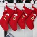 2 x Christmas Stocking 18 Inches Large Knit Christmas Stockings Monogram Initial Personalized Christmas Stockings for Family Xmas Home Decor White Red Green Tree Fireplace Ornaments Red F