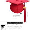 2 x Newrara Graduation Unisex Matte Adult Graduation Cap with Tassel (Red)