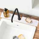 Stone Faucet Mat for Kitchen Sink, Quick Dry Diatomite Sink Splash Guard, Upgraded U-shaped Drying Sink Protectors, Non-Slip Stone Tray for Bathroom Counter (23.6"x4", White)