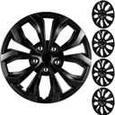 17 Inch Glossy Black Universal Hubcaps Wheel Rim Covers, 4 Pack Snap-On Replacement Wheel Covers for Cars, Trucks and SUVs with Flat Steel Wheels (Black)