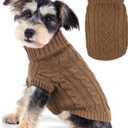 Dog Sweaters for Small Dogs Fall Dog Sweater Puppy Winter Clothes Dachshund Clothes Knitted Turtleneck Pet Sweater Warm and Soft Doggie Clothing Khaki Thanksgiving Doggy Sweater Large