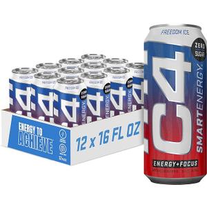 C4 Smart Energy Freedom Ice Energy Drink 12 FL. Oz. Can - 12 / Case 06/2026