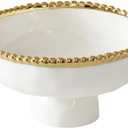 Pampa Bay Small Footed Bowl, Golden Salerno, Kitchen, Gift, 6 x 3.25 Inch, CER2848WG