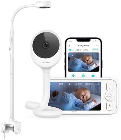 NETVUE Upgraded Baby Camera Monitor Video - 5000mAh Baby Monitor with Camera and Audio, 5" Display, 4 in 1 Bracket Meets The Needs in All Scenarios, Smart Phone App, Cry Detection