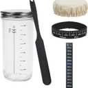 Sourdough Starter Kit with 600ml Glass Jar, Temperature Strip, Feeding Timer Band, Stirring Spoon, Cotton Cover Reusable Sourdough Bread Home Baking Supplies, Pack of 2 