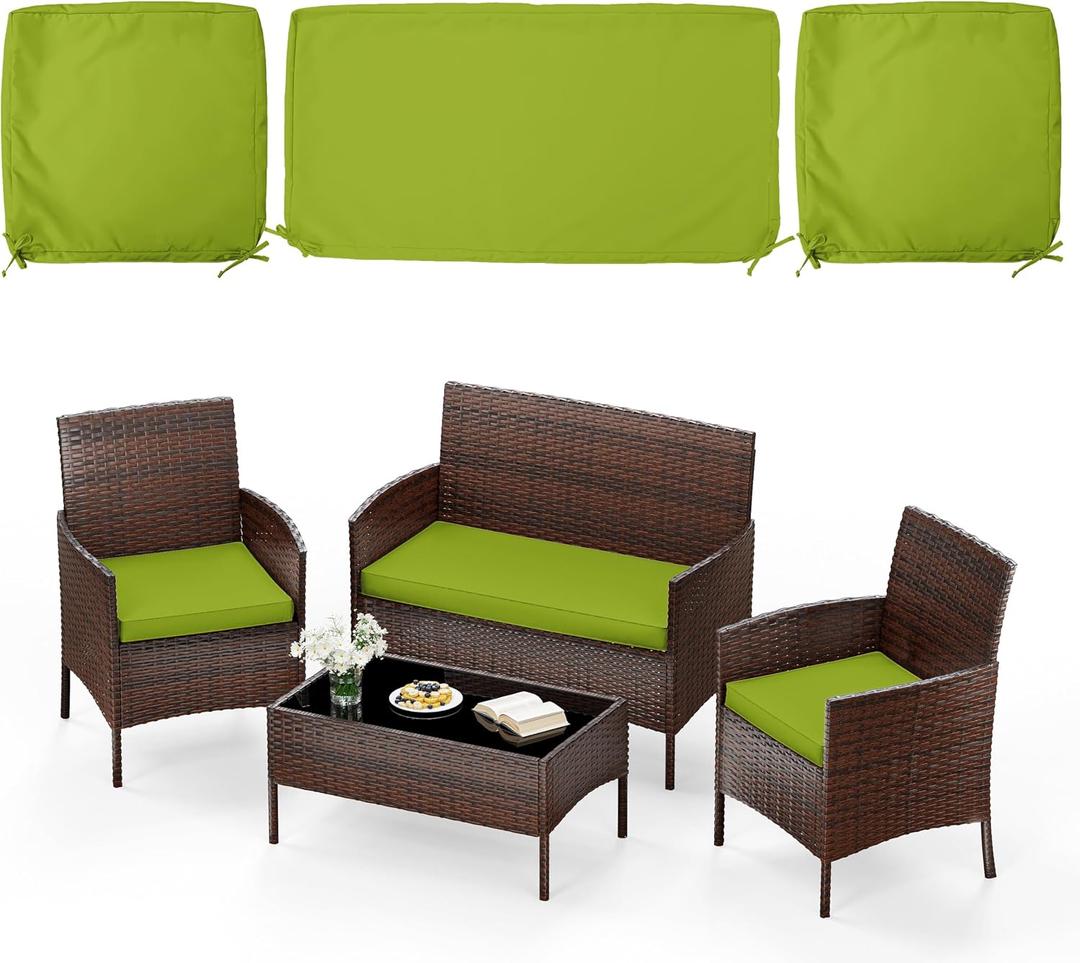3 Pack of Outdoor Seat Cushion Replacement Set Suitable for 4 Pieces of Wicker Rattan Furniture Terrace Guest Set Sofa Chair (36x18x2, 18x18x2), Only Cover
