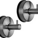 YOHOM Suction Cup Hooks - Black Stainless Steel Window and Shower Towel Hooks - Holds 2 Pcs