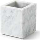 Real Natural Marble Toothbrush Holder & Pen Holder & Makeup Brush Holder, Genuine Stone Rectangular Bathroom Tumbler Cup, Durable Office & Home Countertop Organizer