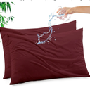 Gogreen Bamboo Rayon Waterproof Pillow Protector, Breathable Pillow Cover, Cooling Pillow Case Protector with Zipper, Super Soft Pillow Case Cover with Zipper (2 Packs, King 20"x36", Burgundy)
