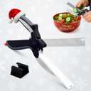 2 in 1 Kitchen Scissors for Food  Stainless Steel Blade & Plastic Cutting Board Scissors with Safety Lock | 9.6" Tomato Knife, Fruit & Vegetable Cutter  Easy-to-Use Kitchen Shears for Meat, Cheese