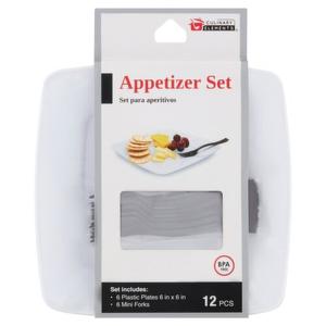Culinary Elements 12-count Appetizer Set with 6 Mini Forks and 6 Plastic Plates 6" x 6"