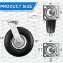 (2 Pack) RRQ 10 Inch Caster Wheels, Pneumatic Swivel Caster Wheels with Zinc Top Plate 360 Degree Rotation for Cart, Dolly, Trolley, Workbench and Wagon, Black Rubber Wheels, 600 Lbs Total Capacity