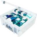 Best Kept Super Satchel Double Deep with Lift-Out Tray and Removable Dividers, Stackable Home Storage Organization Container, Clear with Sliver Latches and Handle