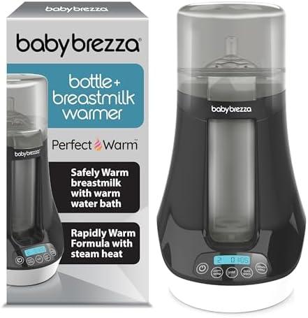 Baby Brezza Electric Baby Bottle Warmer, Breastmilk Warmer + Defroster - Only Brand with Different Temperatures for Breastmilk + Formula - Universal Fit for All Baby Bottle Sizes + Breastmilk Bags