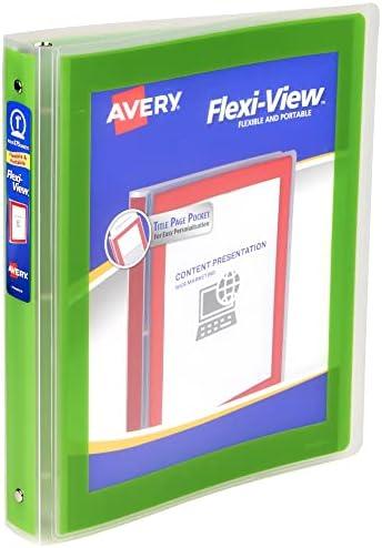 Avery Flexi-View 3 Ring Binder, 1 Inch Round Rings, 1 Chartreuse Green Binder (17608)