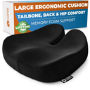 5 STARS UNITED Seat Cushion for Tailbone Pain Relief – Large Memory Foam Cushion for Coccyx, Hip, Sciatica & Post-Surgery Recovery – Wheelchair, Car, Desk, Gaming & Office Chairs, Black
