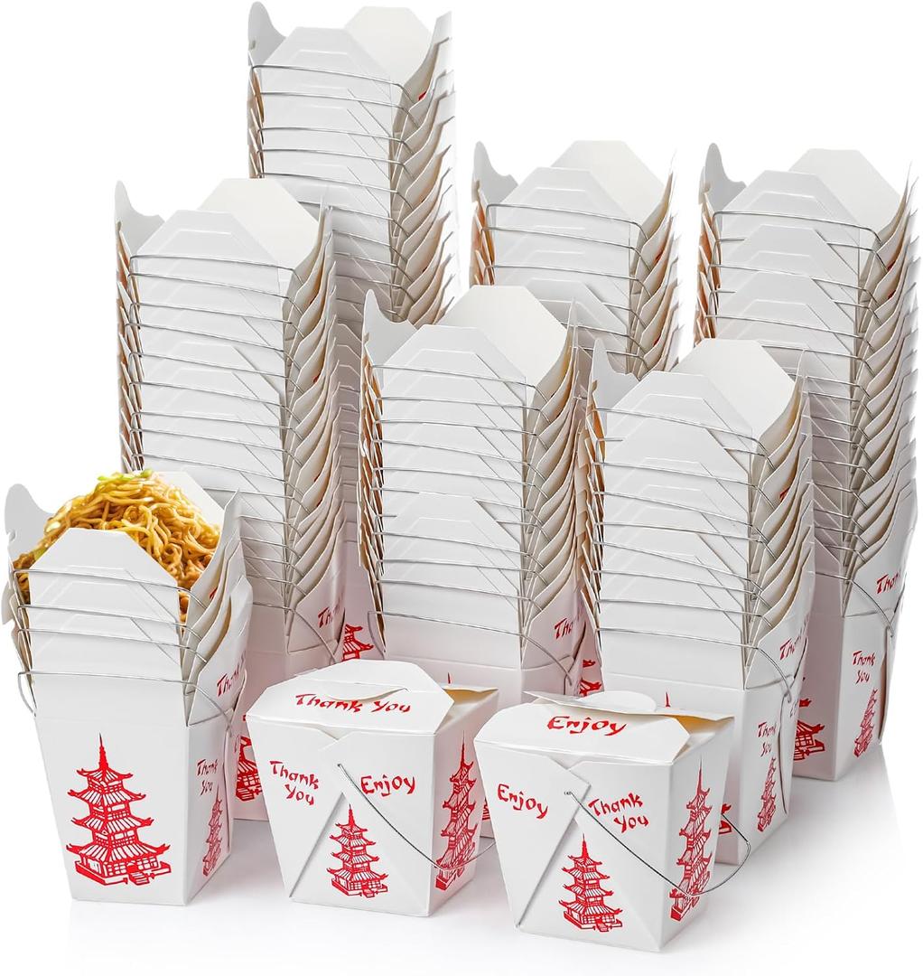 Nitial 150 Pcs 8 oz Chinese Take out Boxes Pagoda Take out Food Container Disposable Chinese Containers Food Boxes for Picnic, Restaurants, Asian Theme Party Favors Decorations