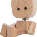 Whimsical Shaking Figurine, Wooden Man with Swappable Face Plates, Fun Kinetic Desk Decor for Office & Home, Engaging Gift for Coworkers & Friends