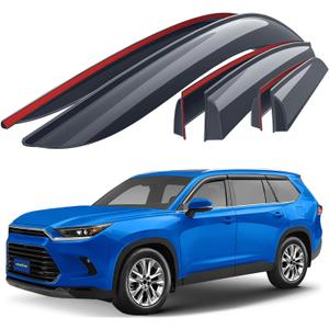 Goodyear Shatterproof Window Deflectors for Toyota Grand Highlander 2024-2025, Tape-on Rain Guards, Window Visors, Vent Deflector Visor, Car Accessories, 6 pcs. - GY008756