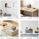 Ohmlove 4 Packs Storage Bins with Bamboo Lids - Plastic Storage Containers with Lids Stackable Storage BoxStorage Baskets for Organizing Desktop Closet Playroom Classroom Office,Gray
