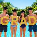 Sumind 11 Pcs Grad 2026 Pool Floating Letters, Gold Glitter EVA Foam Graduation Pool Party Decorations with Grad Cap and Beach Ball, Congrats Graduation Prom Photo Props, 12 x 16 Inches